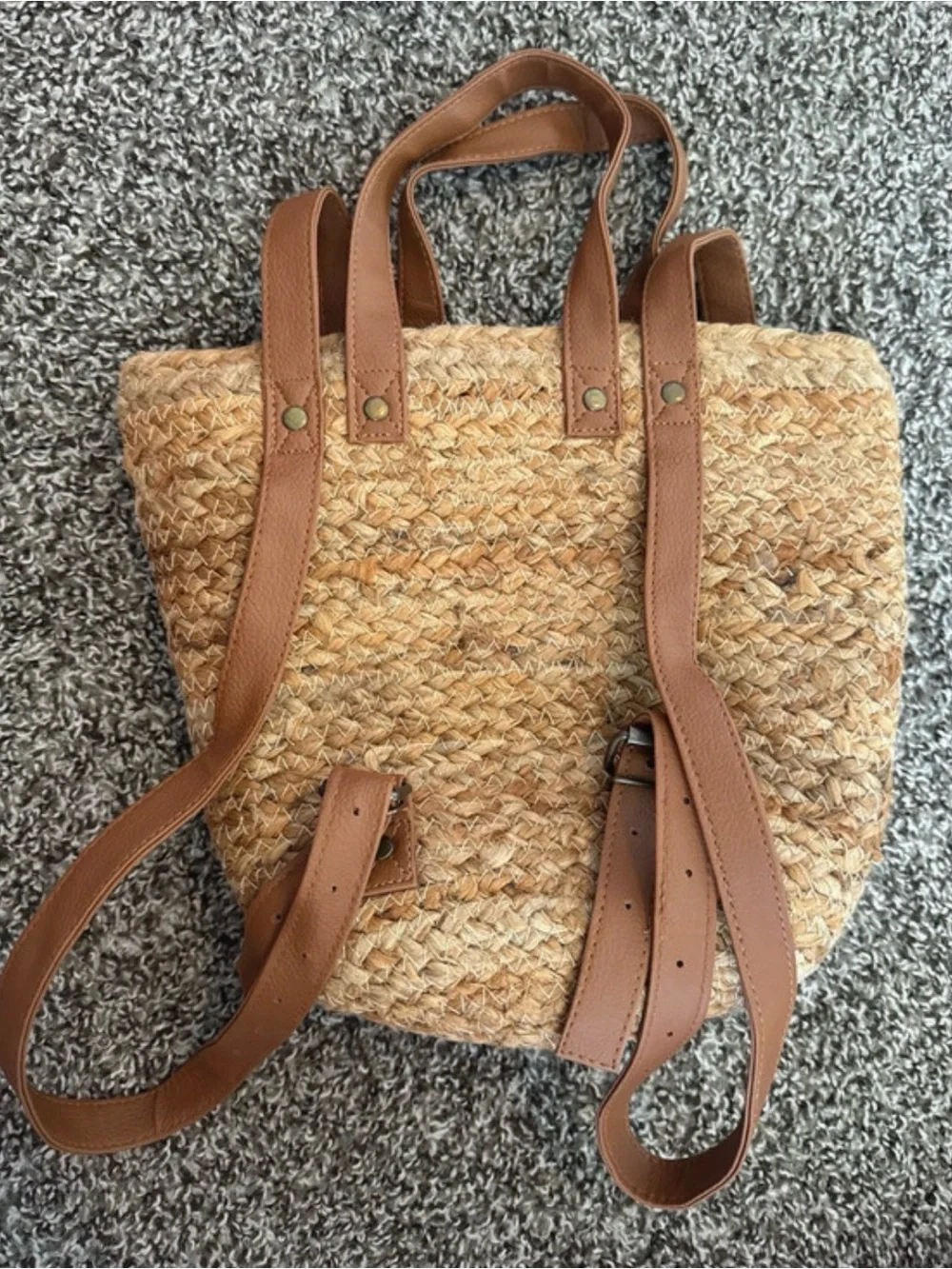 XIX palms woven straw tote backpack convertible boho beach bag